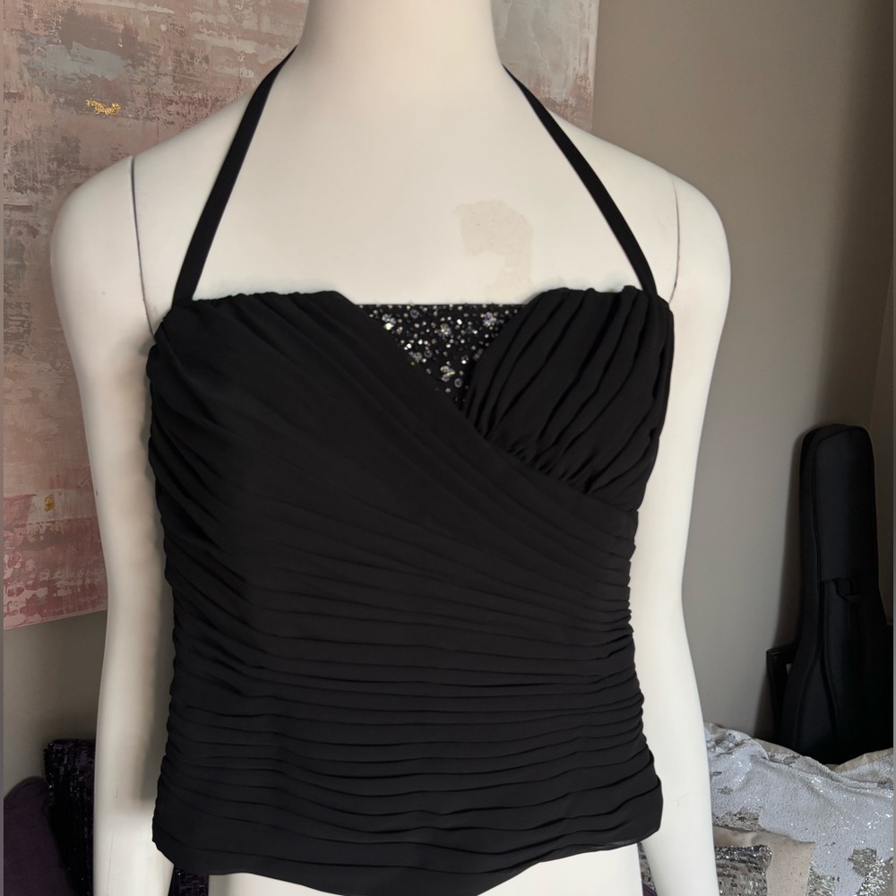 Vintage Alyce Design‎ Textured Corset Top with Beading  Details Zip Back size 12